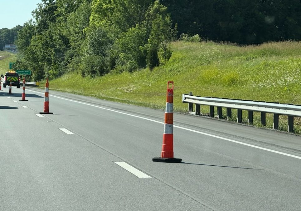 semi truck construction zone highway orange cones Houston
