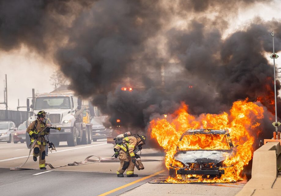 big rig fire accident on Houston highway