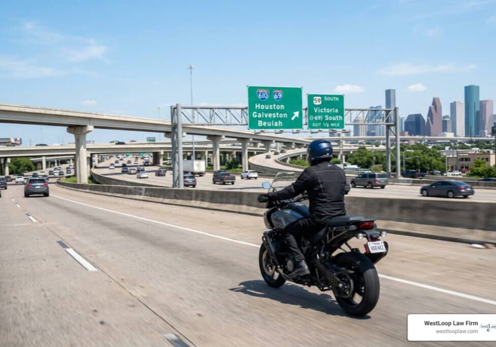Houston motorcycle on highway near Loop 610