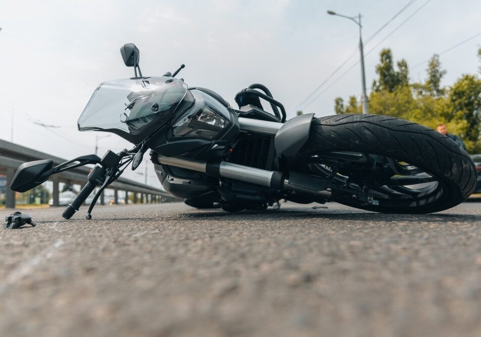 The,Motorcycle,Lies,On,The,Sidewalk,After,A,Ride.,Serious motorcycle accident houston