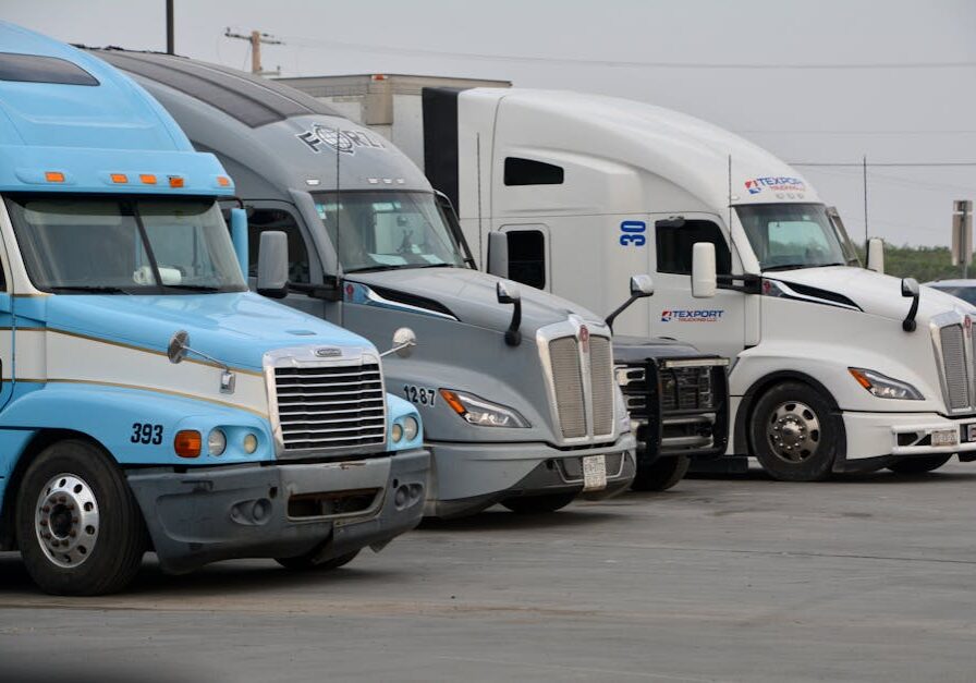 Trucking accident lawyer Texas heavy commercial truck on Houston freeway I-10 - Trucking accident lawyer Texas